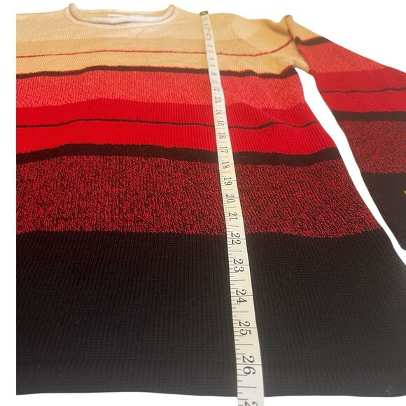 Emma James Y2K Striped Sweater M Cozy Knit Red Beige Black Vintage Spring - Picture 5 of 12